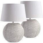 Lampe de table / de chevet - brubaker - lot de 2 - hauteur 28 cm - pied en c�ramique blanc - e14 40w