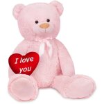Brubaker peluche g�ante xxl - ours - nounours - 100 cm - rose - c?ur en peluche i love you inclus