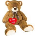 Brubaker peluche g�ante xxl - ours / nounours - 15 m - brun - c?ur en peluche i love you inclus
