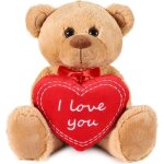 Brubaker peluche ours / nounours - 35 cm - brun - c?ur en peluche i love you inclus