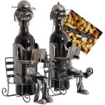 Brubaker porte - bouteille de vin d�coratif - sculpture en m�tal - id�e cadeau - couple sur le banc - ...