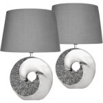 Brubaker set de 2 lampes de table ou de chevet anneau en pierre argent�e - lampe de table moderne avec ...