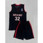 Ensemble short et maillot de basket - miami - noir - 12 ans - polyester