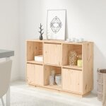 Buffet bas - vidaxl - 1105x35x80 cm - bois massif de pin - 3 portes - style moderne