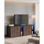 Buffet lot de 2 assemblage ultra - rapide sans outils toolless avec Éclairage et Étagère en verre noyer ... Buffet lot de 2 assemblage ultra - rapide sans outils toolless avec Éclairage et Étagère en verre noyer ...