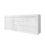 Buffet 2 portes 3 tiroirs collection isora coloris blanc laqu� brillant