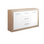 Buffet 2 portes + 3 tiroirs coloris ch�ne cambrian - blanc - longueur 134 x profondeur 35 x hauteur 78 ...