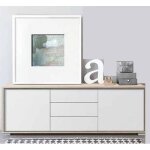 Buffet de 2 portes + 3 tiroirs coloris ch�ne cambrian - blanc - longueur 183 x profondeur 35 x hauteur ...