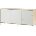 Buffet avec 2 portes et 3 tiroirs coloris chne canadien - blanc artic - hauteur 74 x longueur 154 x ...