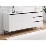 Buffet avec 2 portes et 3 tiroirs en mdf et acier - blanc et noir - abuja de pascal morabito