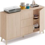 Buffet 2 portes + 4 tiroirs coloris effet bois - hauteur 90 x longueur 140 x profondeur 40 cm Buffet 2 portes + 4 tiroirs coloris effet bois - hauteur 90 x longueur 140 x profondeur 40 cm