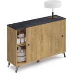 Buffet 2 portes coloris chêne doré - marbre - hauteur 87 x longueur 120 x profondeur 40 cm Buffet 2 portes coloris chêne doré - marbre - hauteur 87 x longueur 120 x profondeur 40 cm