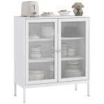 Buffet de cuisine - homcom - 3 niveaux - portes grillag�es - �tag�re r�glable - moderne - pour le salon ...