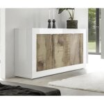 Buffet 3 portes collection isora coloris blanc et chne clair idal pour votre salon ou salle  manger ...