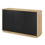 Buffet 3 portes collection villa. couleur ch�ne et noir mat. 160x74x40 marron