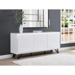 Buffet 3 portes avec leds en mdf - blanc laqu - saliano