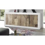 Buffet 4 portes collection isora coloris blanc et chne clair idal pour un salon ou une salle  manger ...