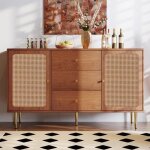 Buffet bas - leytn - 150x40x90cm - bois massif - 2 portes - 3 tiroirs - vintage