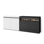 Buffet bahut enfilade 200x35x75cm 4 portes 1feu �lectrique blanc et noir rf2397