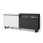 Buffet bahut enfilade 200x87x35cm 4 portes 1feu électrique design industriel blanc et noir rf2398 Buffet bahut enfilade 200x87x35cm 4 portes 1feu électrique design industriel blanc et noir rf2398