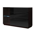 Buffet bahut enfilade tonga 4 tiroirs une porte. look ultra design. couleur weng. leds incluses 44 marron ...