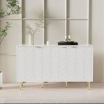 Buffet bahut - buffet moderne avec pieds et poignes dors - pour chambre salon et salle de bain - 127 ...