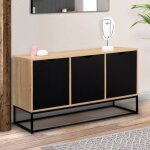 Idmarket buffet bas 113 cm boston 3 portes noires design industriel