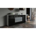 Buffet bas blanc mat et faade avola anthracite - mpc - 4 portes - 2 tiroirs - style scandinave - moderne ...