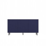 Buffet bas - cdf - cami - 3 portes - 150x40x78cm - bleu mat & aspect bois