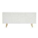 Miliboo - buffet design blanc et m�tal dor� 3 portes l160 cm ozen