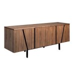 Buffet bas design elios 180cm noyer & noir - paris prix - 4 portes - contemporain