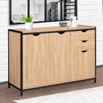 Idmarket buffet bas 110 cm detroit avec placards et tiroirs design industriel