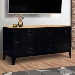 Idmarket buffet bas 113 cm ester 3 portes m�tal noir plateau bois design industriel