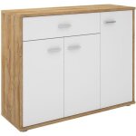 Buffet salle � manger corlaine l 88 cm coloris ch�ne sauvage et blanc avec 1 tiroir et 3 portes bahut ...