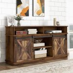 Buffet bas - modernluxe - meuble de rangement - portes coulissantes - marron vintage
