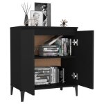 Buffet bas - mothinessto - modèle ly4539 - noir - 2 portes - aggloméré et métal Buffet bas - mothinessto - modèle ly4539 - noir - 2 portes - aggloméré et métal