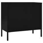 Buffet bas - mothinessto - noir - acier et verre tremp� - 3 tiroirs - 1 �tag�re r�glable
