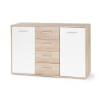 Buffet bas pilvi - 2 portes et 4 tiroirs - blanc et chne sonoma - l 1226 x p 342 x h 811 cm