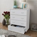 Buffet bas - qiilu - 4 tiroirs - blanc - style scandinave moderne