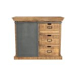 Petit buffet en bois et m�tal 1 porte 3 tiroirs - tabuk - rendez - vous d�co