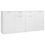 Buffet bas - salalis - 160x36x75 cm - blanc brillant - 4 portes - design contemporain