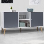 Idmarket buffet bas scandinave 140 cm effie 2 portes bois blanc et gris
