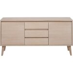 Buffet bas scandinave nagano - placage + pieds en ch�ne massif huil� blanchi - l 150 cm