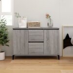 Buffet bas - vidaxl - sonoma - 2 portes - 2 tiroirs - bois ding�nierie - gris