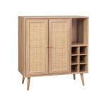 Buffet range bouteilles dcor bois et cannage 83cm boheme
