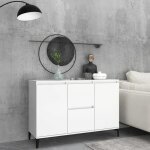 Buffet bas - tmishion - pal806112 - blanc laqu - 2 portes - 2 tiroirs