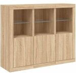 Buffet bas - vidaxl - 3 pcs - chne sonoma - clairage led rglable - design contemporain