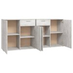 Buffet bas - vingvo - modle yin3074931 - gris bton - 4 portes - 2 tiroirs - 160x36x75 cm