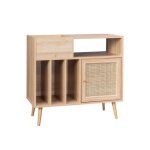 Meuble vinyle dcor bois et cannage 1 porte 83cm bohme