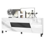 Buffet bas vladon houston avec 2 portes et 3 tiroirs - blanc mat / blanc brillant / noir mat Buffet bas vladon houston avec 2 portes et 3 tiroirs - blanc mat / blanc brillant / noir mat